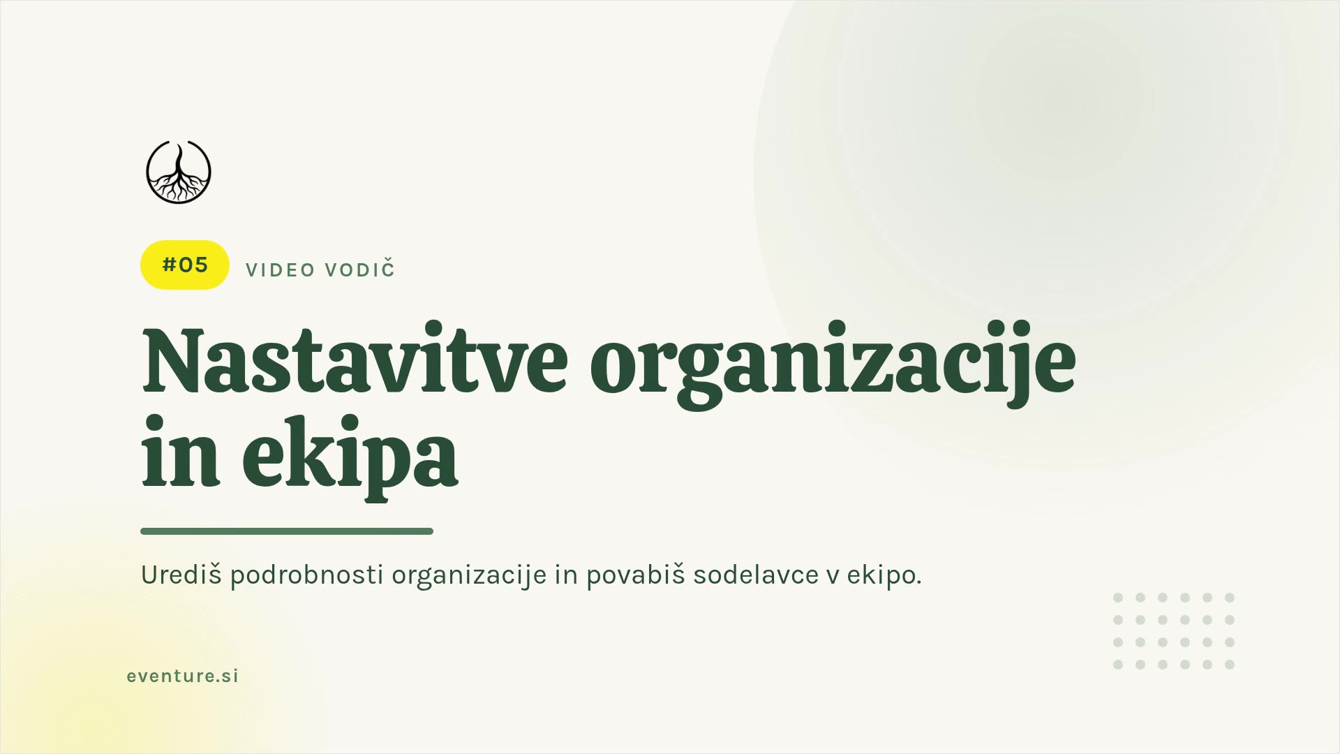 Postavke organizacije i tim