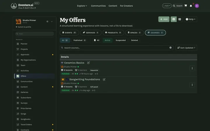 Courses - How you manage it