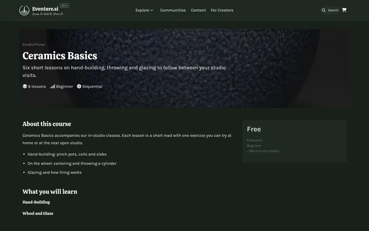 Courses - What visitors see
