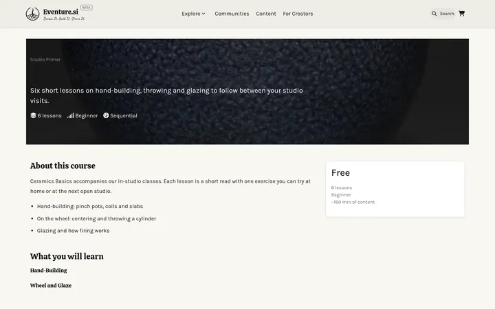 Courses - What visitors see
